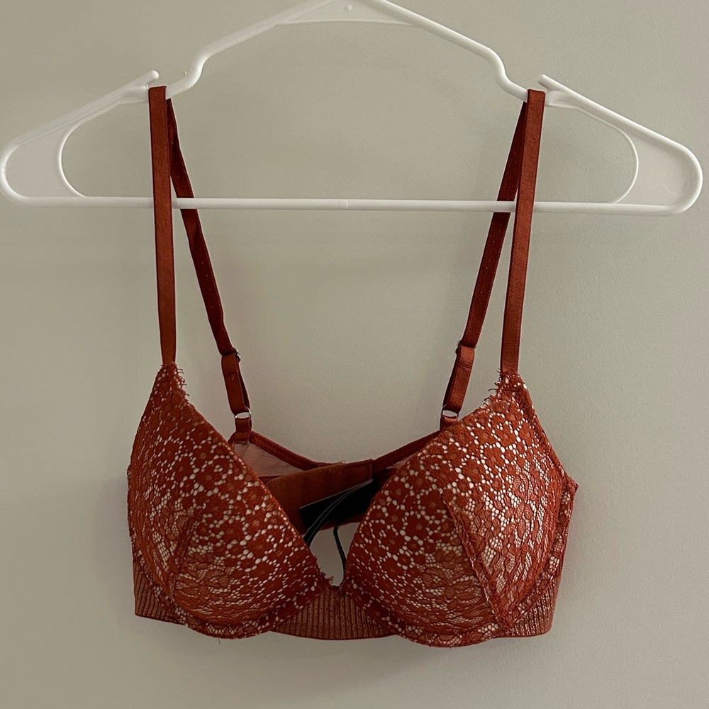 VS Rust Orange Lace Bra